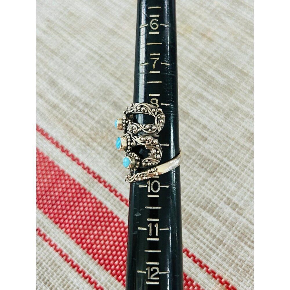 Silver 925 3-Turquoise Wrap Cool Ring - Picture 13 of 13
